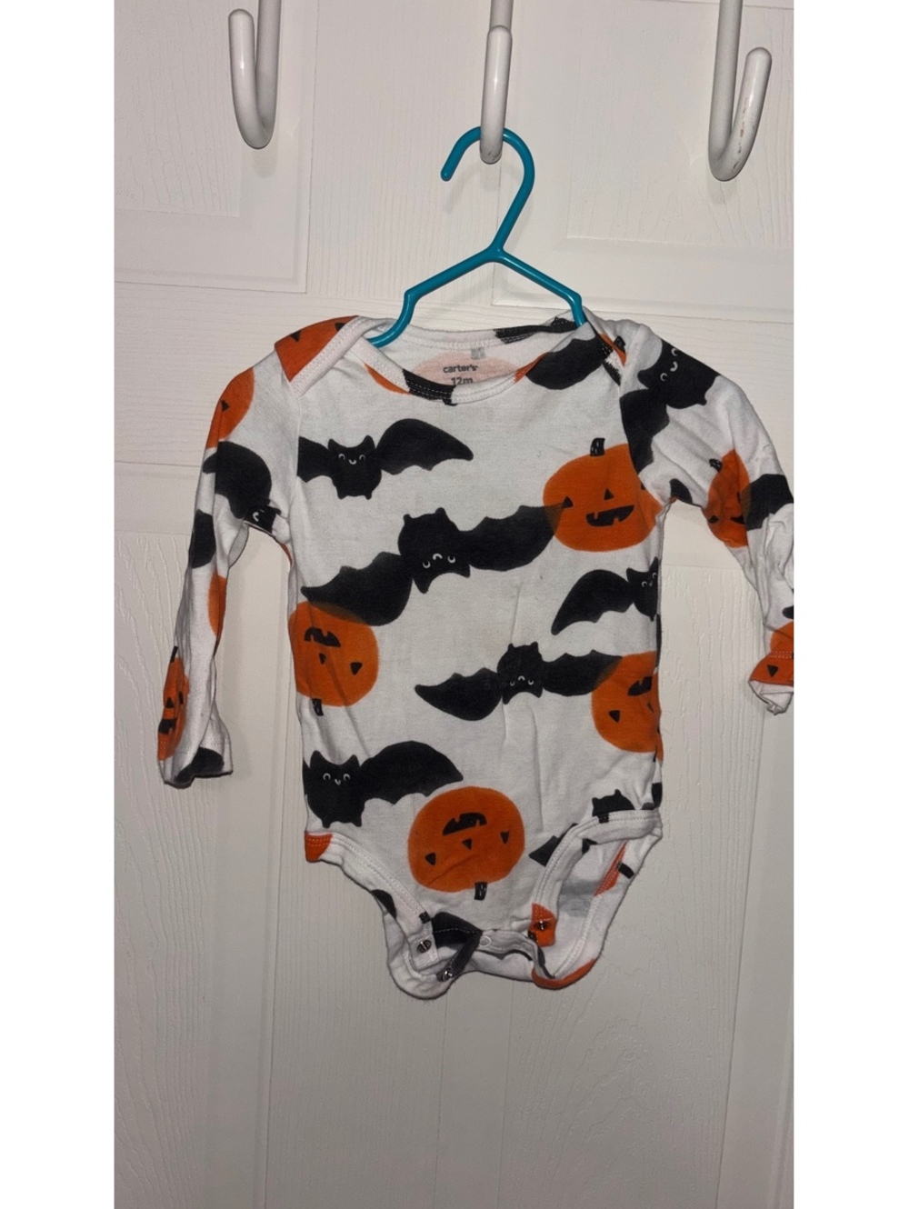 Carter's 12 Month Halloween Pumpkin and Bat Print Long Sleeve Onesie